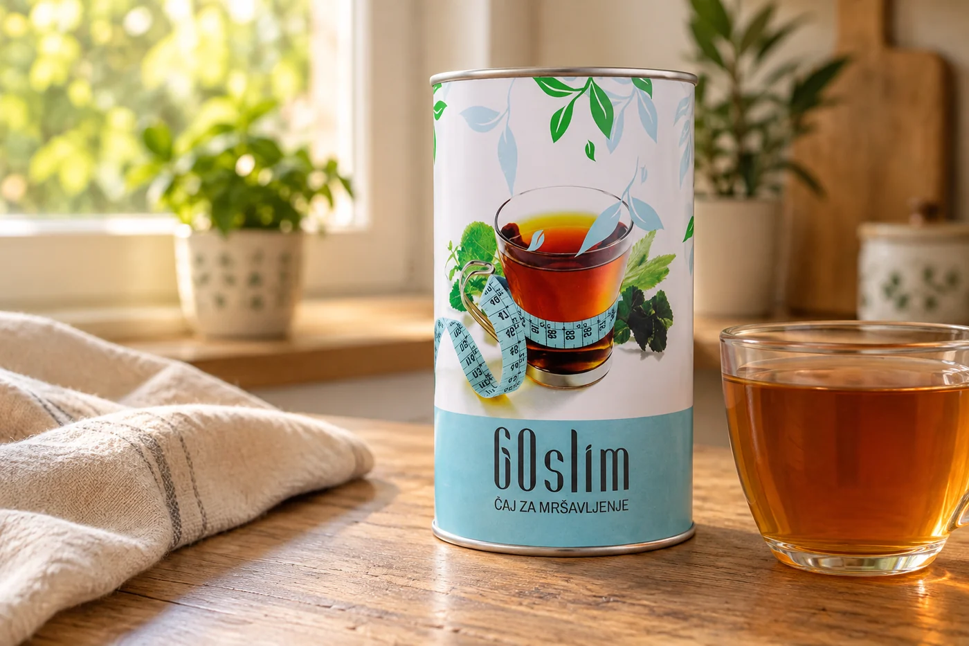 Prepoznatljiva GoSlim limenka s biljnom mješavinom
